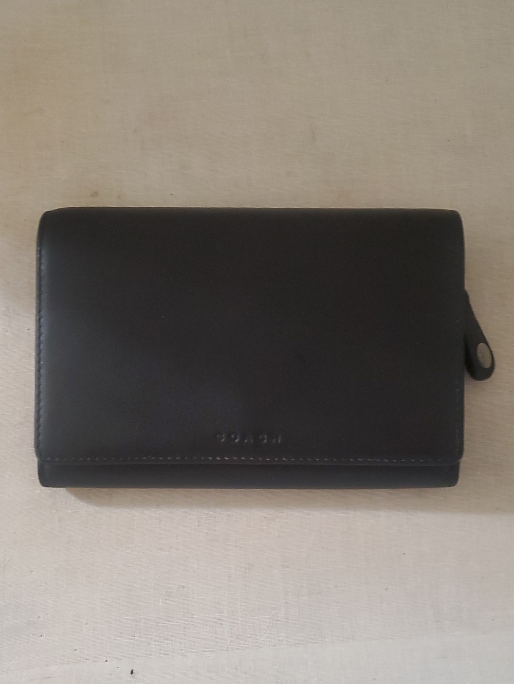 Coach Black Leather Zip-Tab Women's Wallet